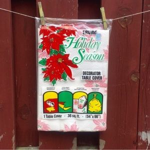 Vintage Sealed Poinsettia Tablecloth
